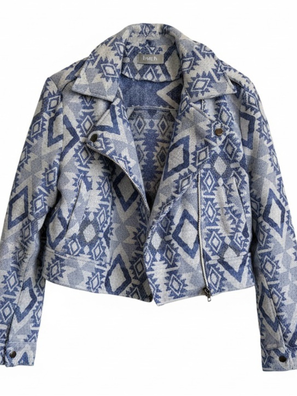 Blue B Collection Aztec Patterned Women's Moto Jacket - Picture 2 of 4